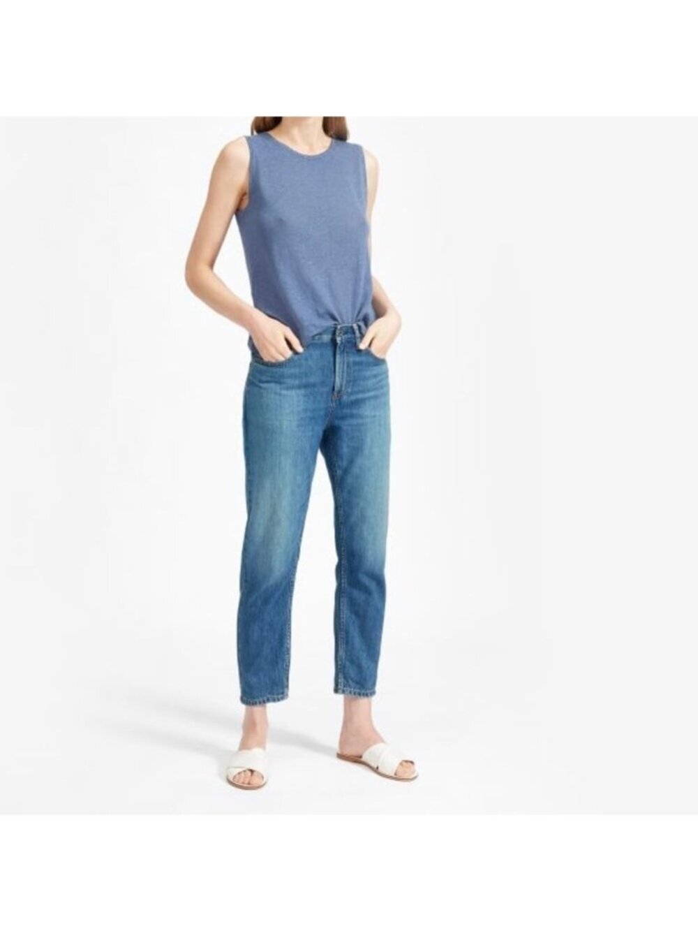 Everlane The Super Soft Relaxed Organic Cotton Jeans Medium Wash High Rise 30